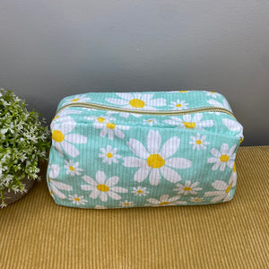 Stand Up Rectangle Zip Pouch - Corduroy - Mint Daisy