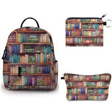 Load image into Gallery viewer, Mini Backpack, Pouch, &amp; Mini Pouch Bundled Set - Book Shelves
