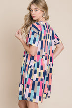 Load image into Gallery viewer, BOMBOM Ruched Color Block Short Sleeve Mini Dress
