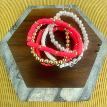 Load image into Gallery viewer, Bracelet Pack - Clay &amp; Gold Bead - Love
