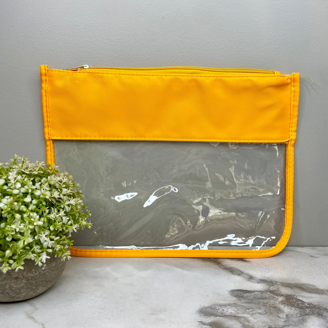 Clear Zip XL Pouch - Orange