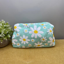 Load image into Gallery viewer, Stand Up Rectangle Zip Pouch - Corduroy - Mint Daisy
