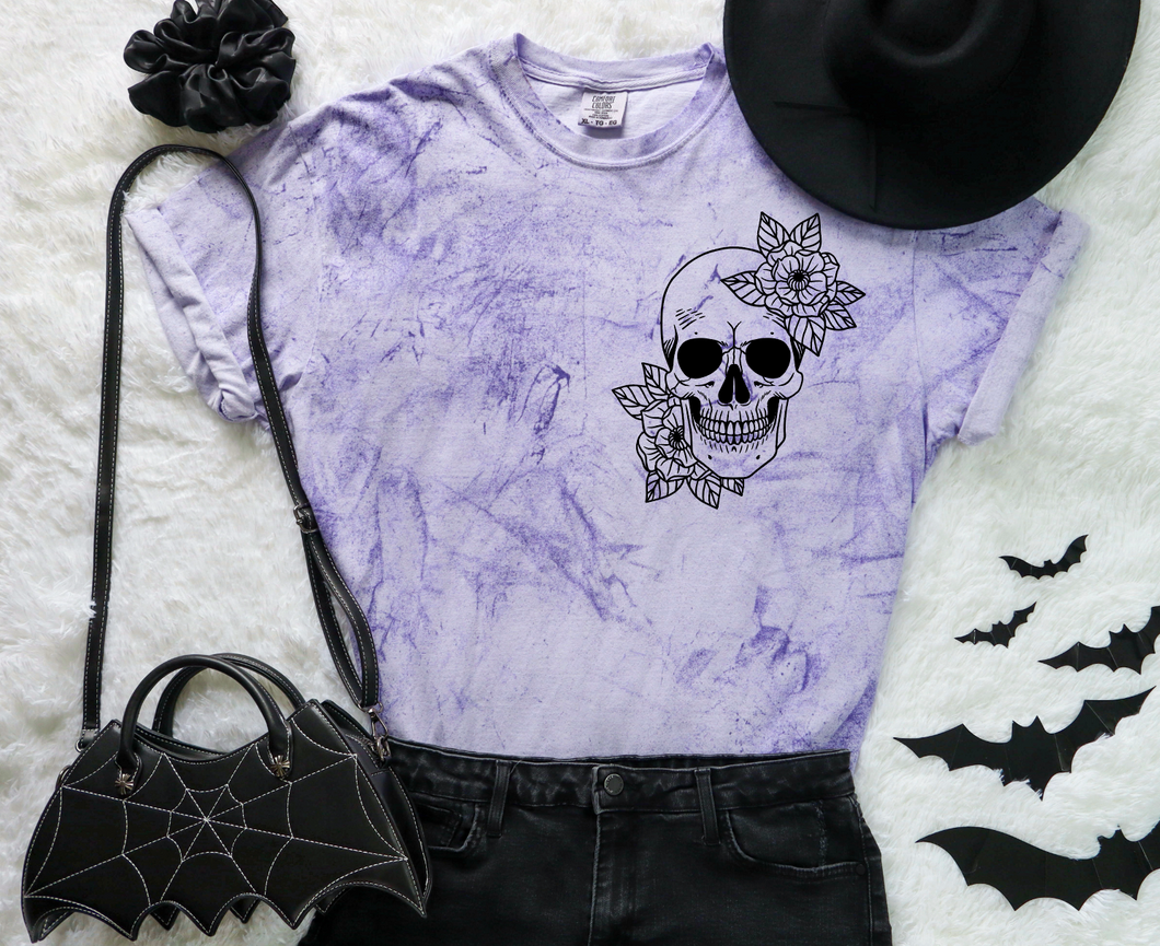 Flower Skull Oversized pocket tee