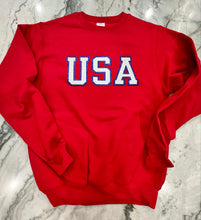 Load image into Gallery viewer, USA GLITTER EMBROIDERED PATCH SWEATSHIRT
