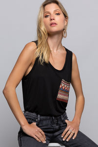 Black Aztec Pocket Tank