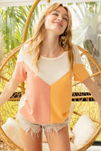 Load image into Gallery viewer, BiBi Round Neck Color Block Short Sleeve Knit Sweater
