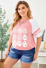 Load image into Gallery viewer, Plus Size Easter Egg Graphic Crisscross Tee Shirt
