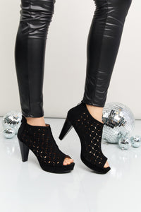 Forever Link Peep Toe Ankle Boots in Black