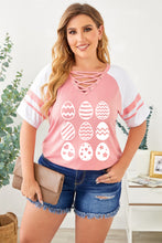 Load image into Gallery viewer, Plus Size Easter Egg Graphic Crisscross Tee Shirt
