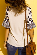 Load image into Gallery viewer, Easter Leopard Waffle-Knit Flounce Sleeve Top
