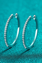 Load image into Gallery viewer, Rhodium-Plated Moissanite Hoop Earrings
