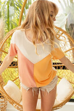 Load image into Gallery viewer, BiBi Round Neck Color Block Short Sleeve Knit Sweater
