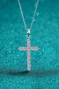 Moissanite Sterling Silver Cross Necklace