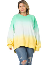 Load image into Gallery viewer, Yellow/Mint FRENCH TERRY DIP DYE HI-LOW HEM SWEATSHIRT
