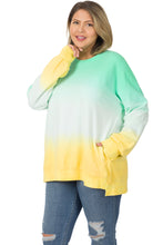 Load image into Gallery viewer, Yellow/Mint FRENCH TERRY DIP DYE HI-LOW HEM SWEATSHIRT
