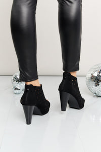 Forever Link Peep Toe Ankle Boots in Black