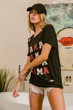 Load image into Gallery viewer, BiBi MAMA Graphic Distressed Short Sleeve T-Shirt
