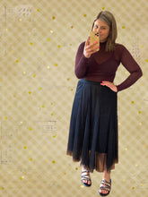 Load image into Gallery viewer, Mesh and Tulle Black Midi Skirt
