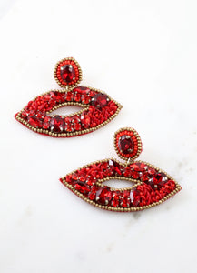 Kiss My Red Lips Beaded Earrings