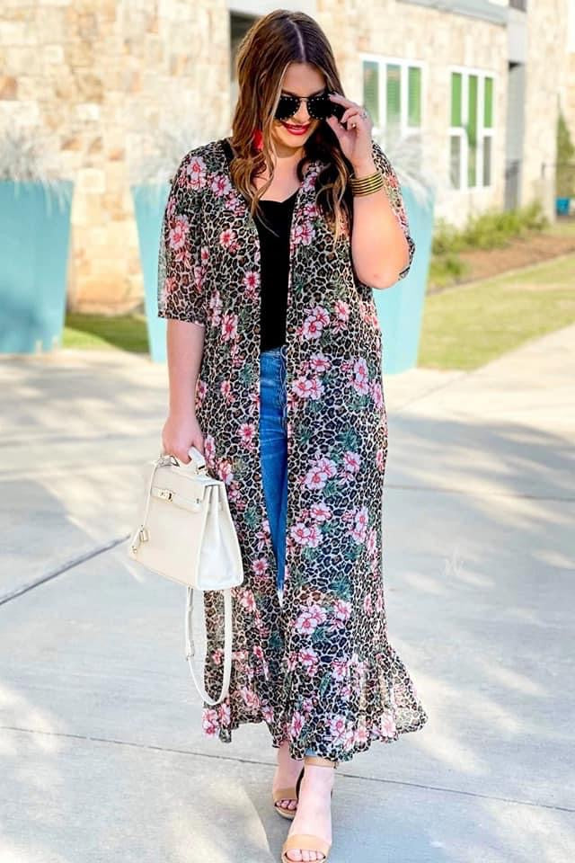 Floral Leopard Ruffle Duster