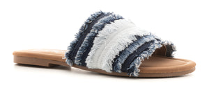 Frayed Dark Denim Sandals