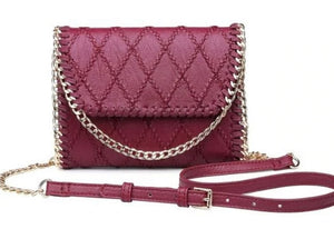 Burgundy Quilted Chain Handbag