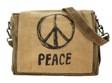 Load image into Gallery viewer, Peace Sign Recycled Military Tent Crossbody Bag
